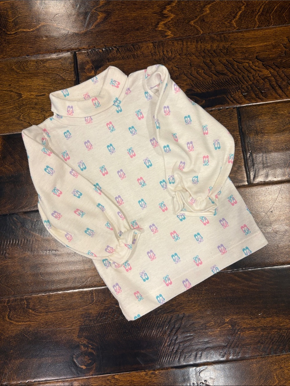 VTG 80s health-tex 18 mo ballet slipper print with puff sleeve, made in USA
